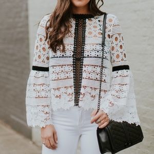 Chic Black and White Lace Top